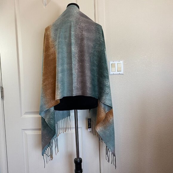 Jack & Missy Green and Gold Multicolor Chakra Scarf/Wrap with fringe - Picture 7 of 11